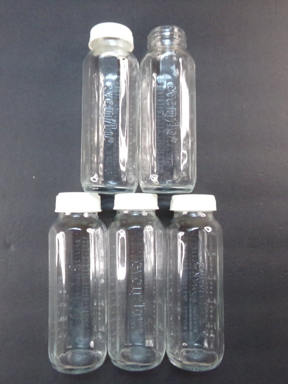 5 Clear Glass Evenflo Baby Bottles 8 ounce
